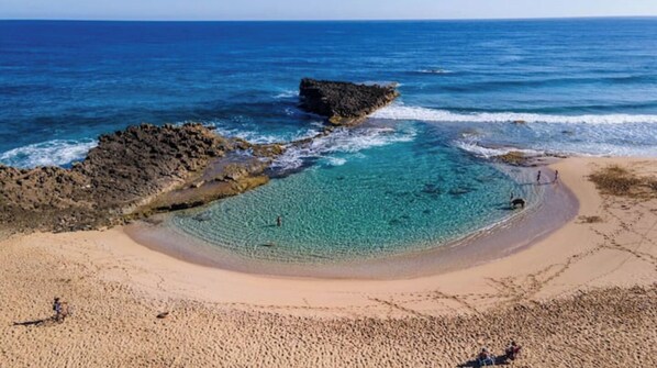 Sun-loungers, beach towels