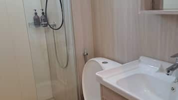 Hair dryer, soap, shampoo