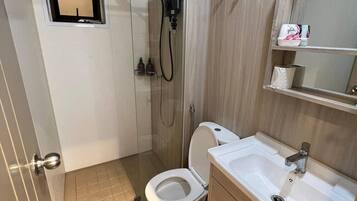 Hair dryer, soap, shampoo