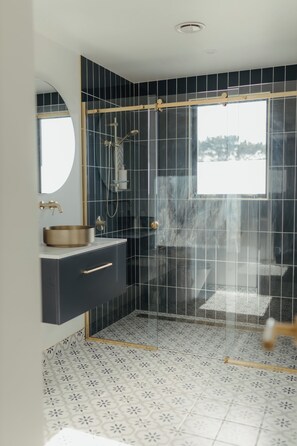 Eco-friendly toiletries, hair dryer, towels, soap