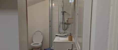 Douche, séchoir à cheveux, serviettes fournies