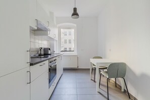 Fridge, microwave, oven, dishwasher - Nice Prenzlauer Berg Studio, Move-In-Ready w/ Furniture, by Blueground (Berlin)