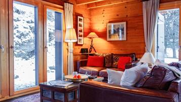 Télévision, cheminée, lecteur de DVD