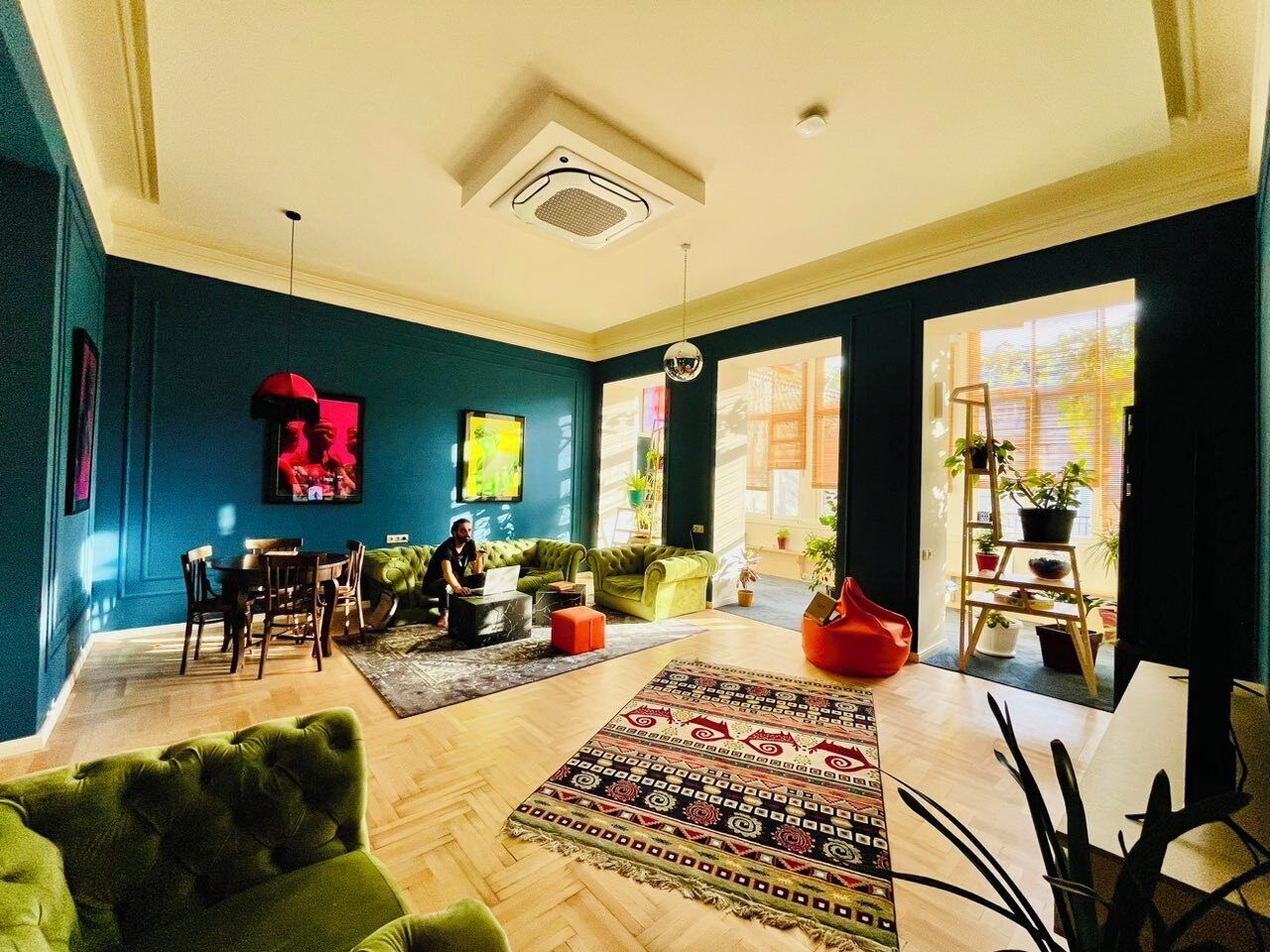 27-inch flat-screen TV with cable channels