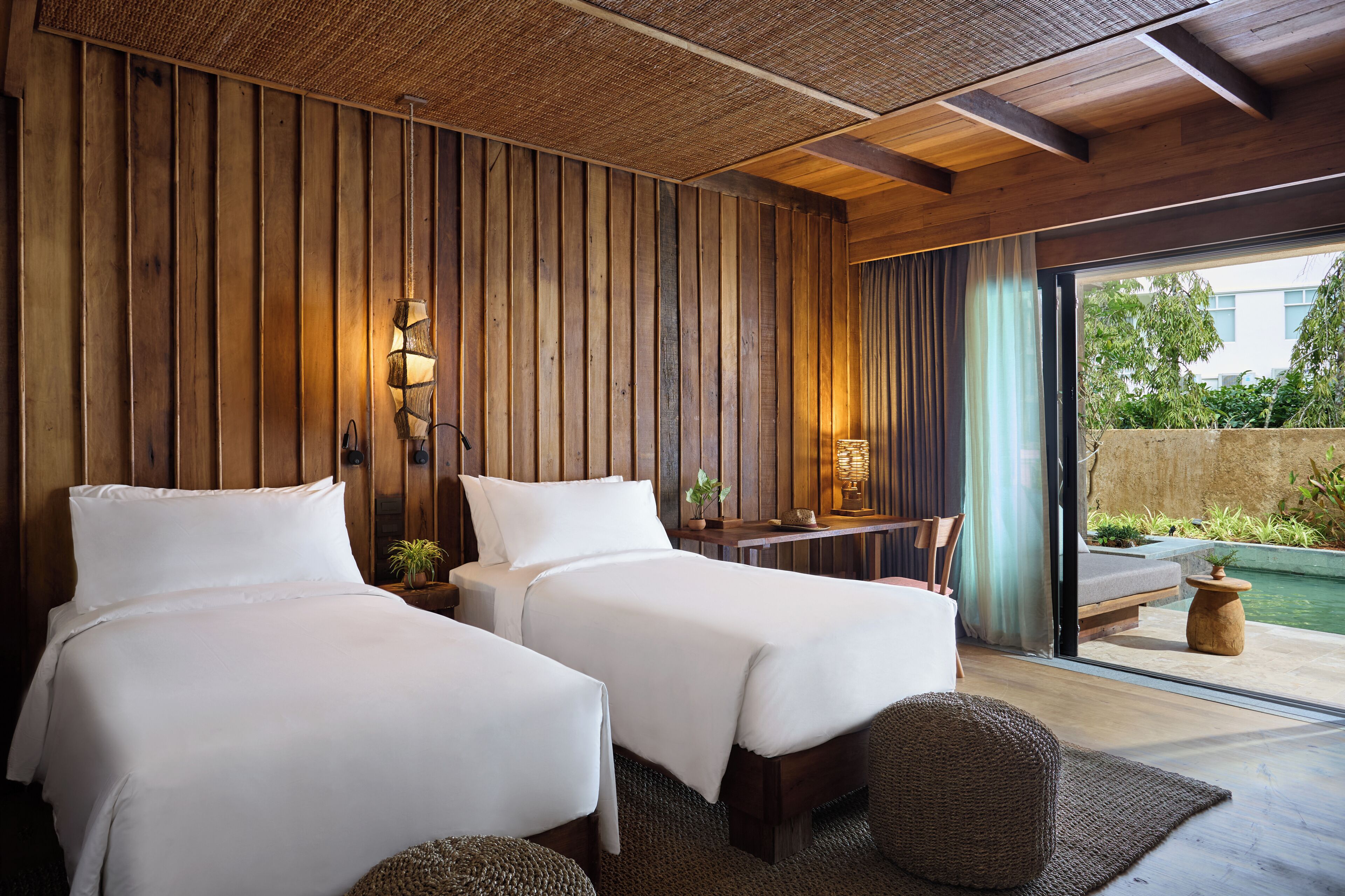 Premium Room, 2 Twin Beds, Pool Access, Garden View | Minibar, individually furnished, desk, laptop workspace