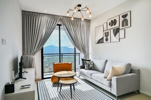 Family Apartment, 3 Bedrooms, City View | Living area | TV