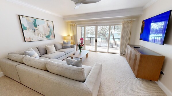 Smart-TV, bordtennis, bøker og stereoanlegg