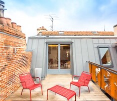 Deluxe Apartment, City View | Terrace/patio