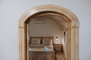 1 bedroom, desk, iron/ironing board, travel cot