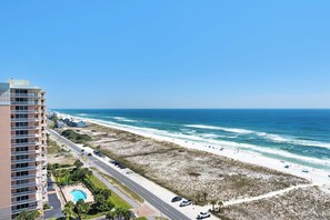 A beachfront hotel with a pool, beach access, and ocean views.