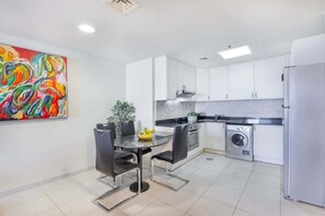 Microwave, oven, highchair, cookware/dishes/utensils