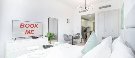 Desk, iron/ironing board, WiFi