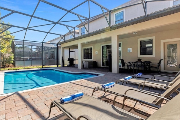 Large furnished sundeck with private swimming pool