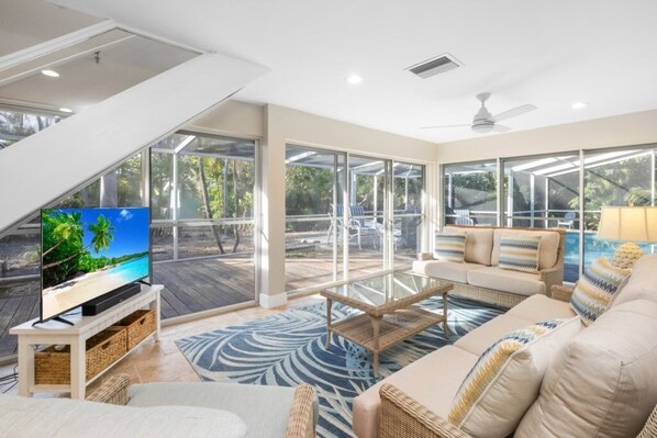 House, 3 Bedrooms | Living area | Smart TV, streaming services - Nerita Garden 3 Bedroom Home (Sanibel)