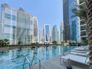 Pool - StayShort - Stylish 1-Bedroom Apartment with Stunning Canal Views at Business Bay! (Downtown/Business Bay)