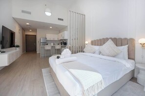 Desk, iron/ironing board, WiFi - StayShort - Trendy Studio for 3 at Casa Grande in JVC! (Dubai)