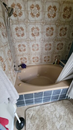 Baignoire Ă jets, sĂšche-cheveux, serviettes fournies, savon
