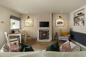 TV, fireplace, books - Fabulously presented dog friendly holiday cottage with outside tub - The Coach House, South Cerney (South Cerney)