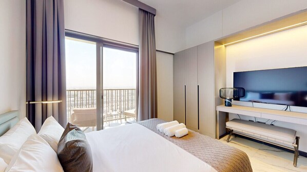 1 bedroom, iron/ironing board, WiFi, bed sheets - Mag Eye 910 - Aesthetic Studio Apartment in Meydan (Meydan)