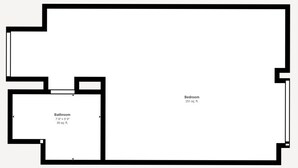Grundriss mit einem Badezimmer von 2,34 m x 1,75 m (11,44 qm) sowie einem Schlafzimmer von 7,62 m x 3,18 m (240,43 qm).
