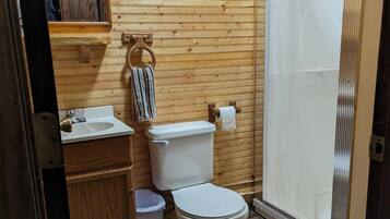 Shower, soap, toilet paper