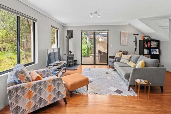 Televisor, llar de foc i llibres