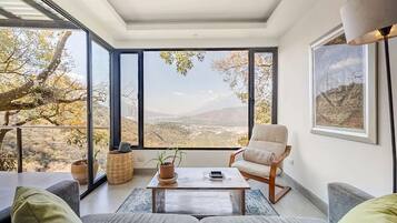 Superior Apartment, 1 Queen Bed, Balcony, Mountain View | Living area