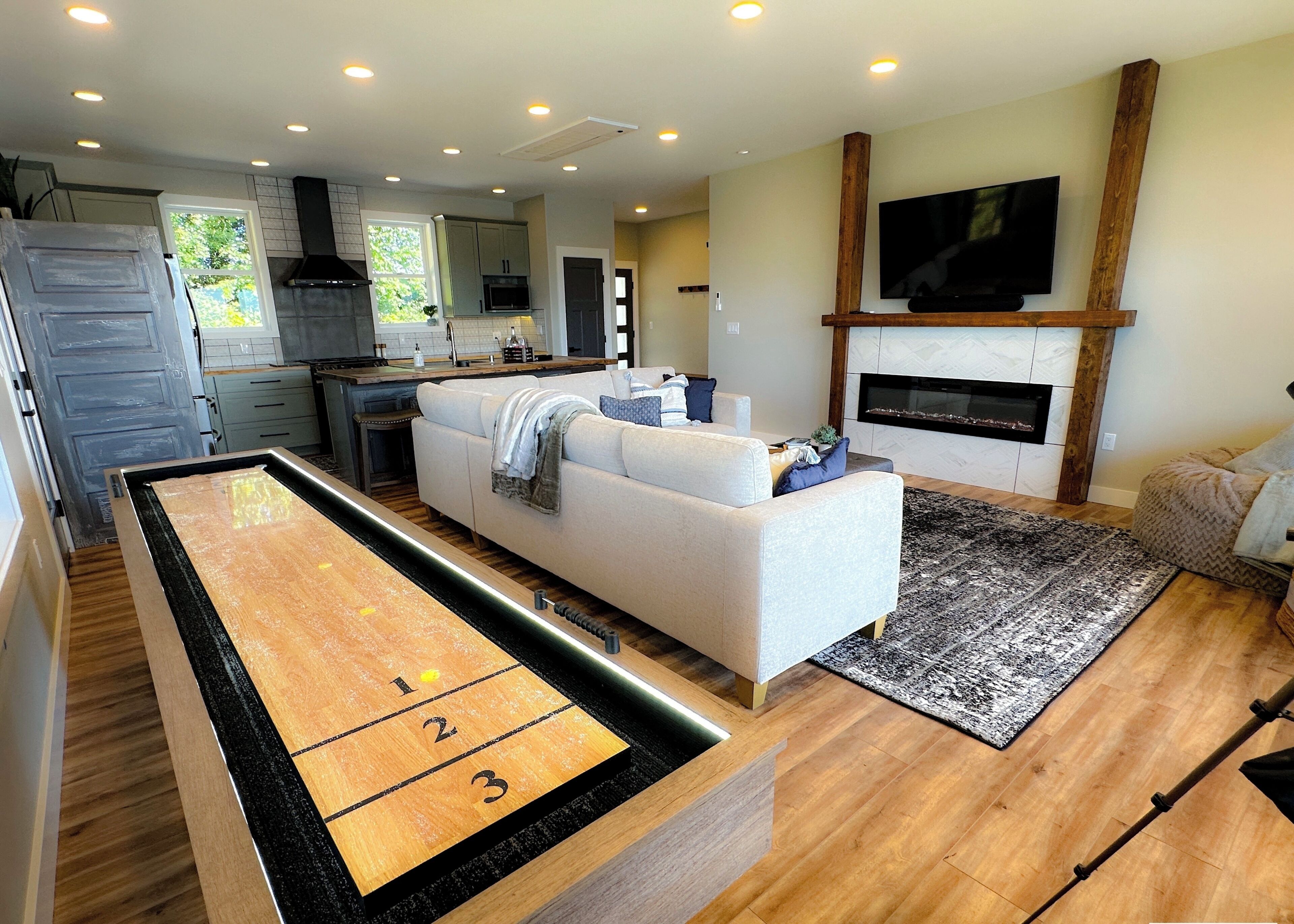 Smart TV, fireplace, video games