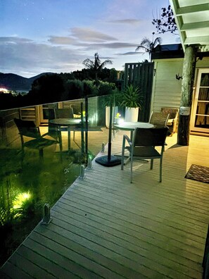 Outdoor dining - Rodgers Post - peace, elevation, water, mountains, bush (Parua Bay)