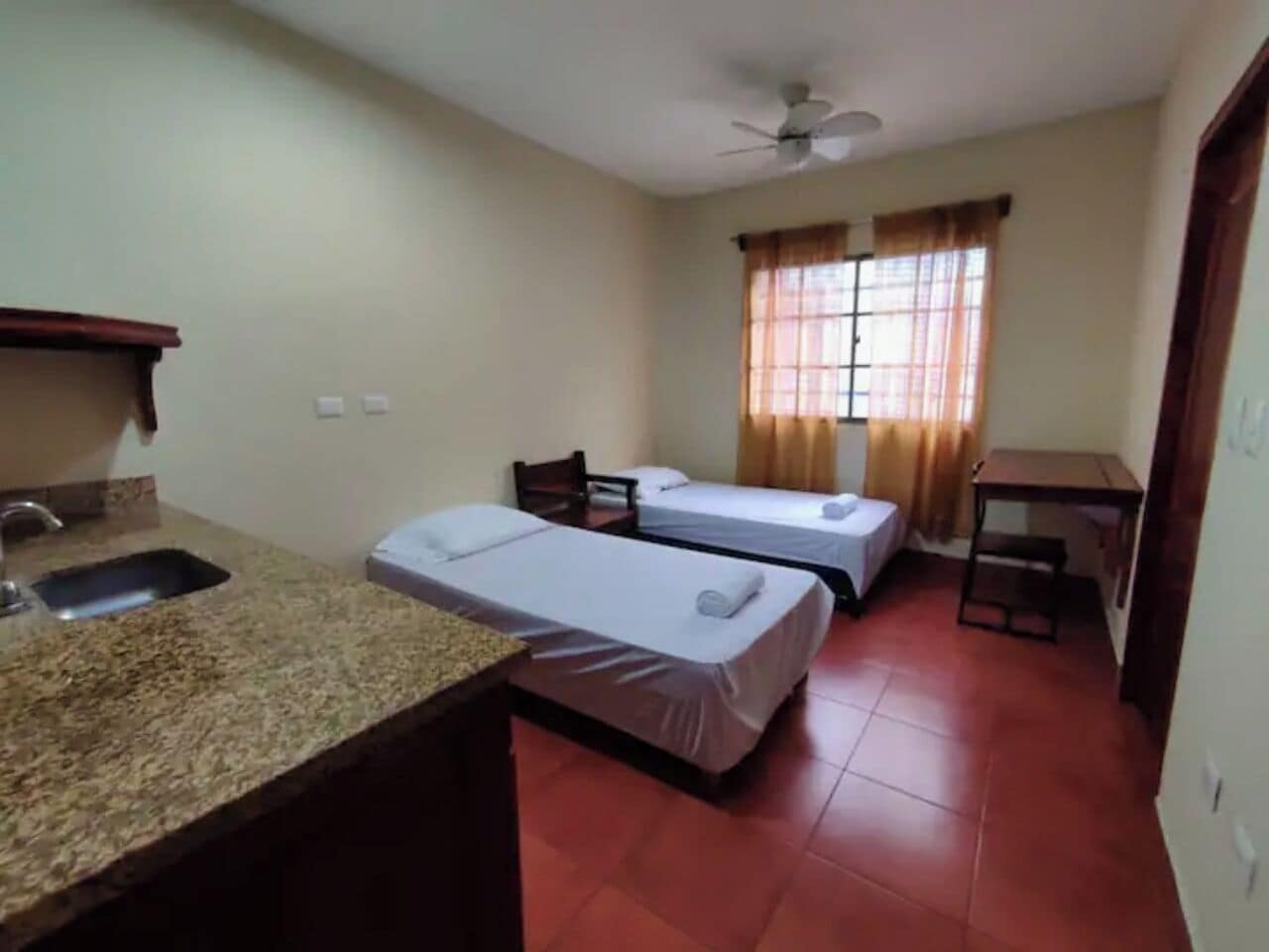 Blackout curtains, free WiFi, bed sheets