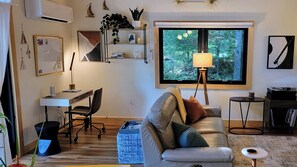 Smart TV, books, music library, stereo