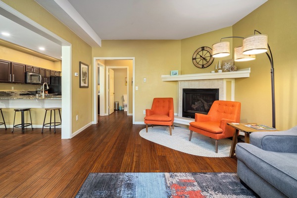 Gas fireplace in the living space
