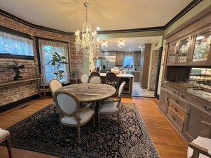 Enjoy meals in this well-appointed dining area with a round table and six comfortable chairs.