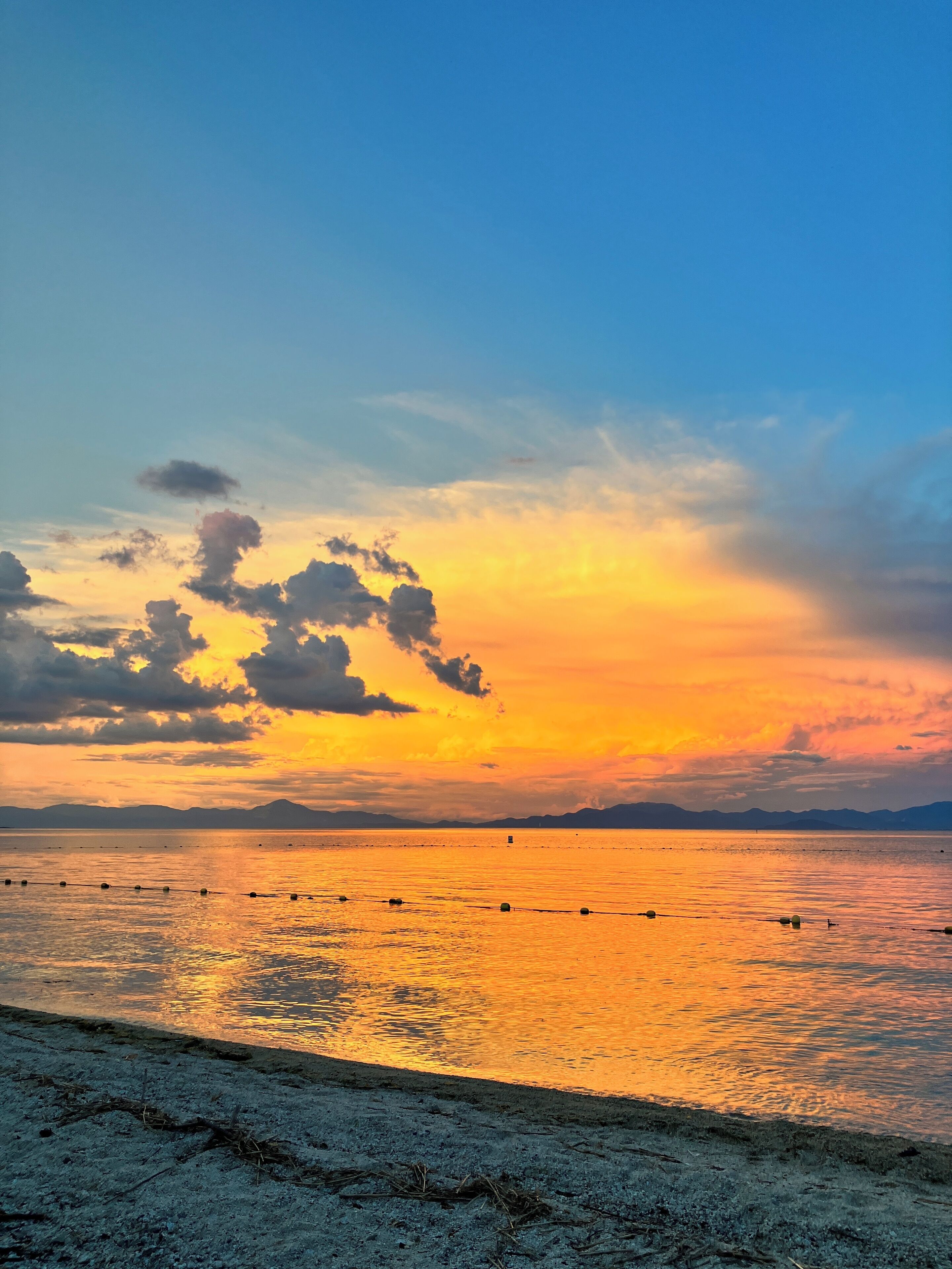 En la playa y camastros 