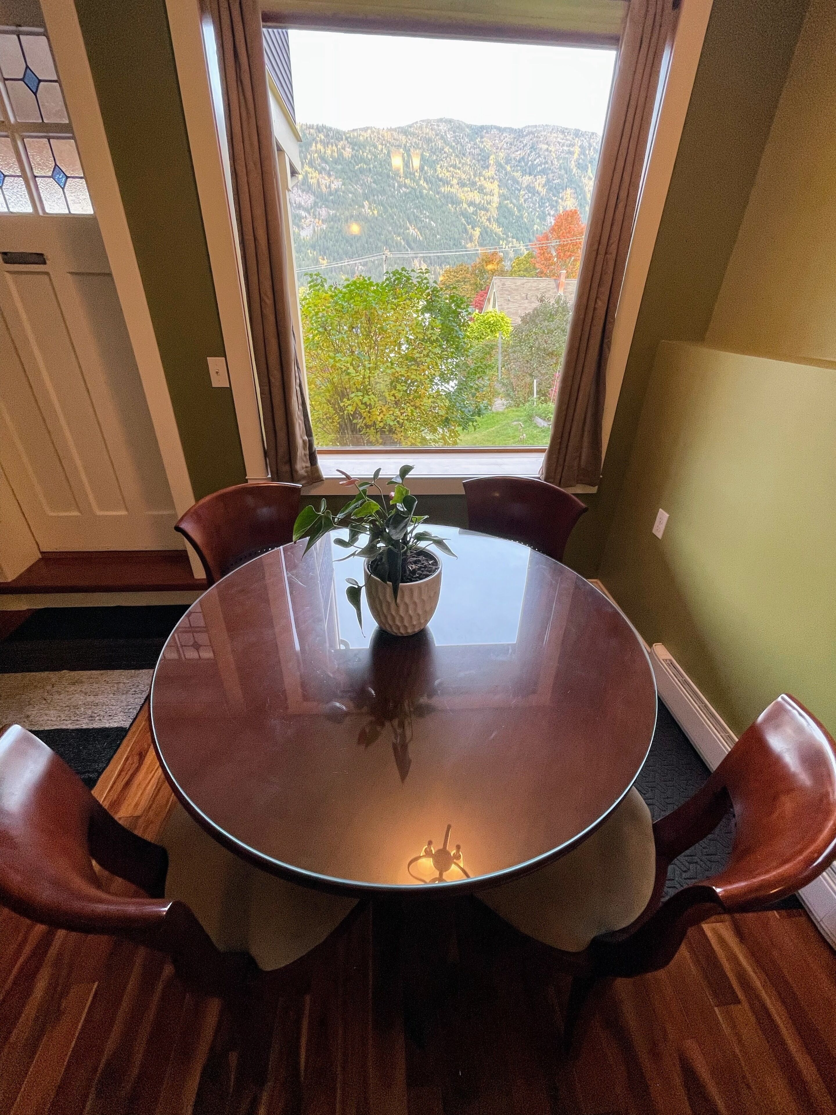Dining area with mountain view