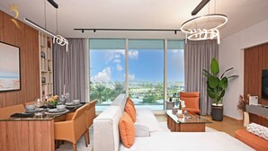 Living area - Sandy Beach 1BR Saadiyat Island. (Abu Dhabi)