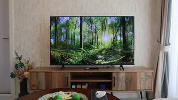 Our living room features a top-of-the-line TV that blends seamlessly with the modern decor.