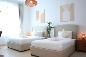 2 bedrooms, desk, iron/ironing board, travel cot