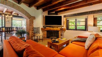 TV, fireplace, offices