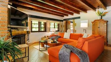 TV, fireplace, offices