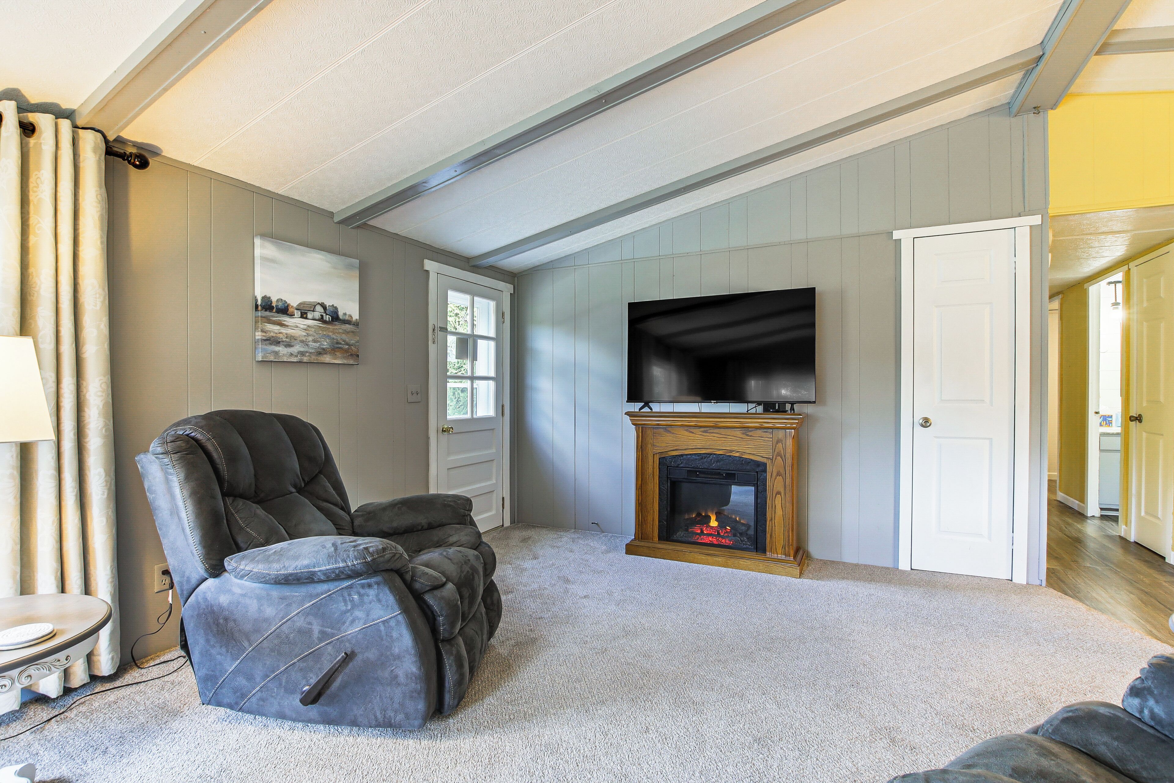 TV, fireplace