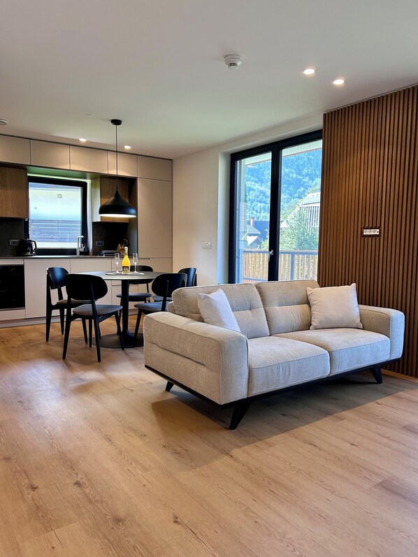Family Apartment, 2 Bedrooms, Balcony, Mountain View | Living area - Vila Nina Bohinj (Bohinj)