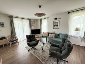 TV, fireplace, table football