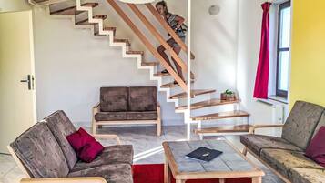 TV, fireplace, table football