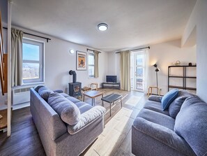 TV, fireplace, table football