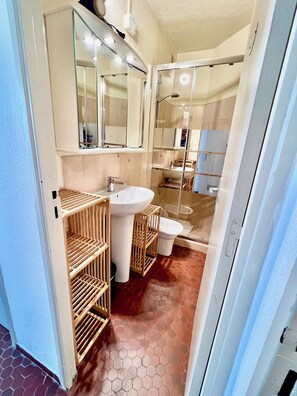 Hair dryer, soap, toilet paper