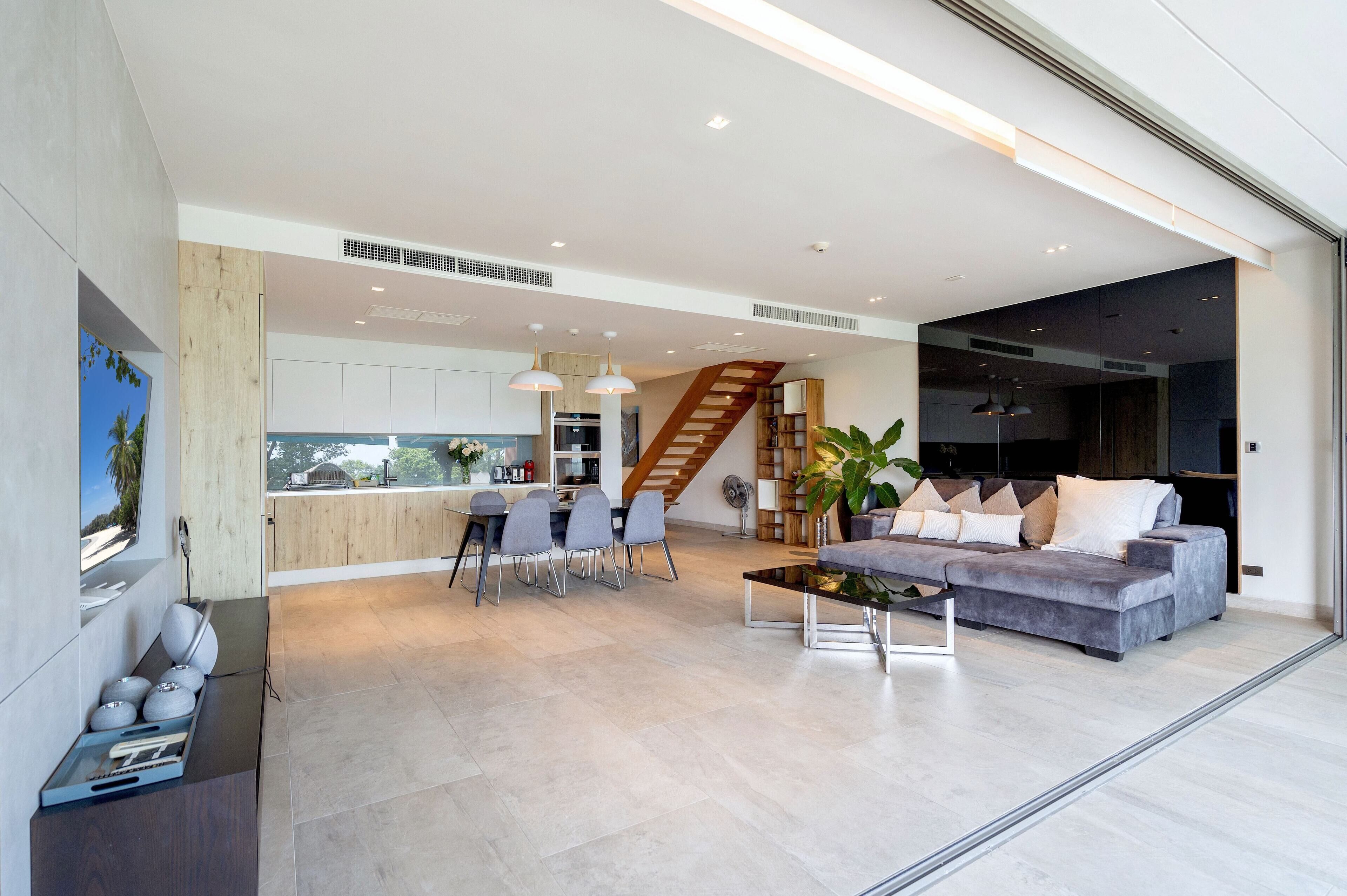 Exclusive-lejlighed - 3 soveværelser - terrasse - havudsigt | Opholdsområde | Fladskærms-tv
