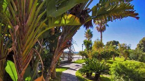 A pathway leading through a garden with various plants and a clear sky. - Zahara Paradise - Ole Solutions (Zahara de los Atunes)
