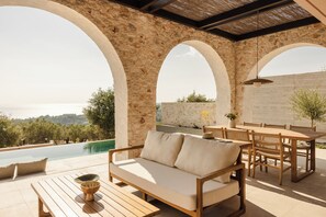 Secluded Two-Bedroom Villa with Private Pool and Sea View | Terrace/patio - Kerami Kefalonia (Kefalonia)