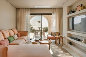 Cypress Two-Bedroom Villa with Private Pool and Sea View | Living area | 43-inch Smart TV with digital channels, Netflix, streaming services - Kerami Kefalonia (Kefalonia)